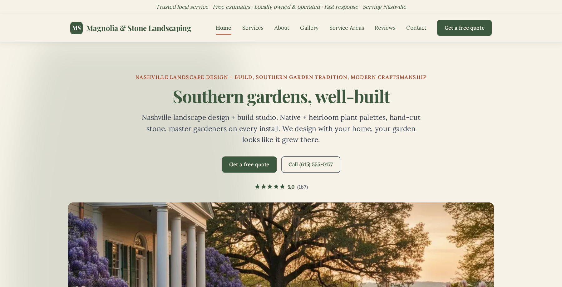 Magnolia & Stone Landscaping website by AdIQ