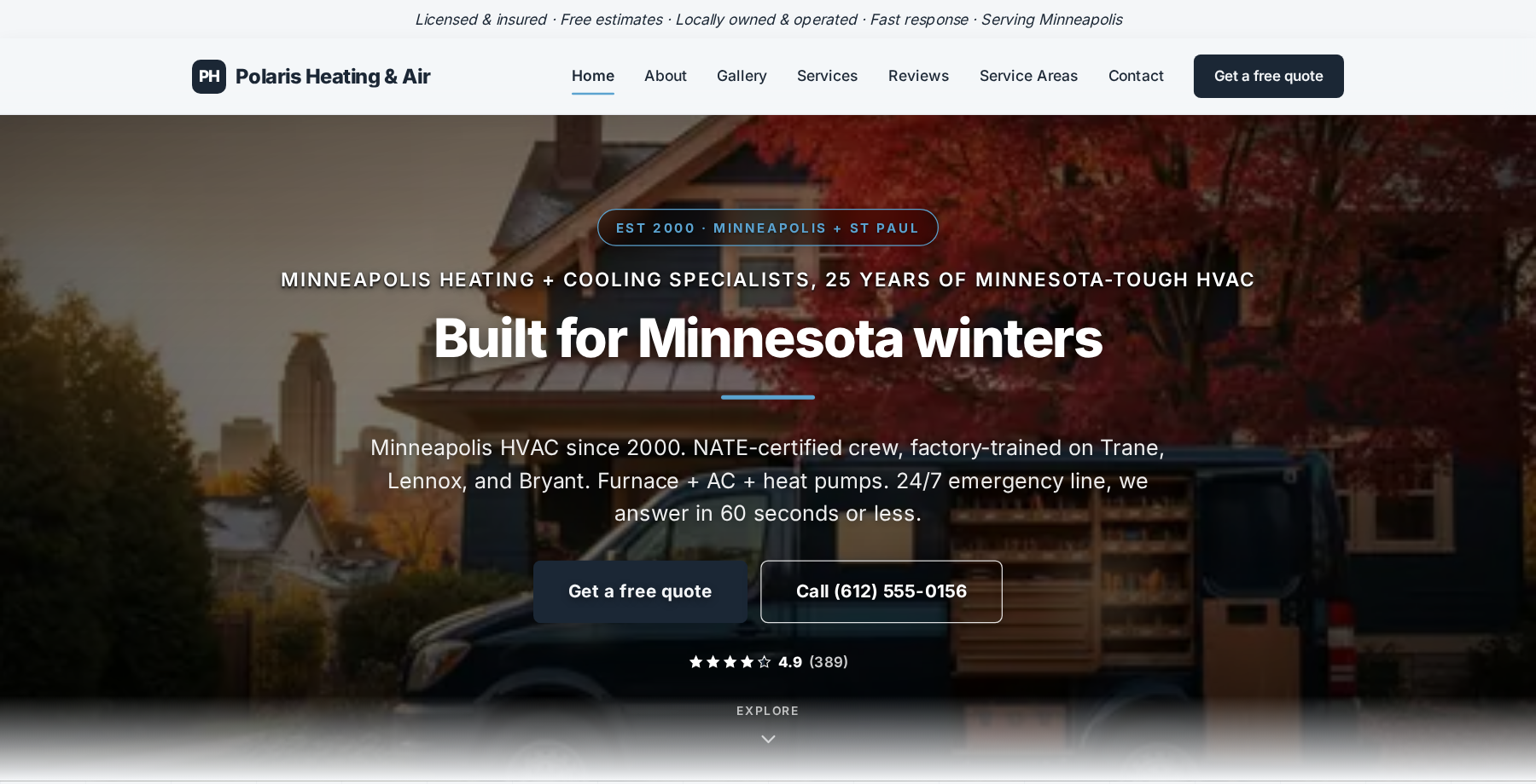 Polaris Heating & Air website by AdIQ