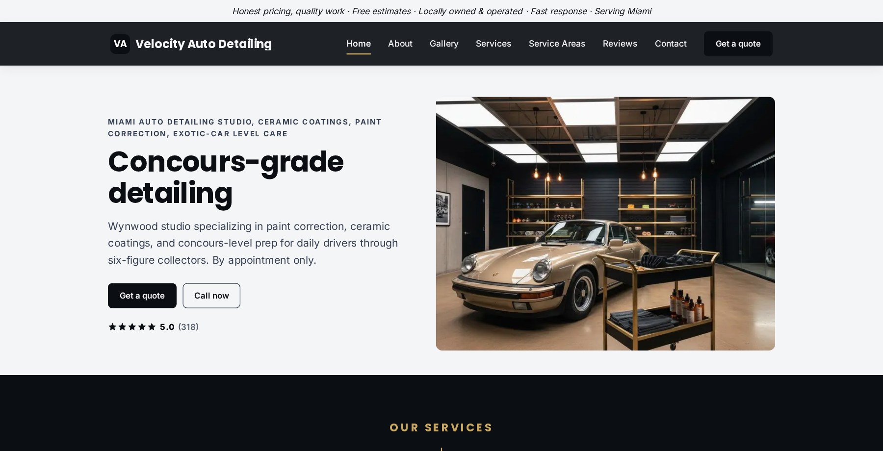 Velocity Auto Detailing website by AdIQ